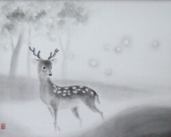 『Dreamin'』(個人蔵)
紙本・額装・墨
270×352mm