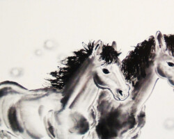 『夜の遊園地』
紙本・額装・墨
340×720mm