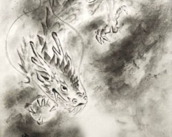 『龍ー弟』(個人蔵)
紙本・額装・墨
268×237mm